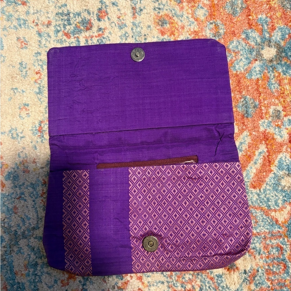Purple silk wallet/pouch - Picture 3 of 7